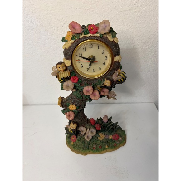 Other - Vintage Bumble Bee Floral Resin Table Clock Woodland Garden Cottagecore Decor